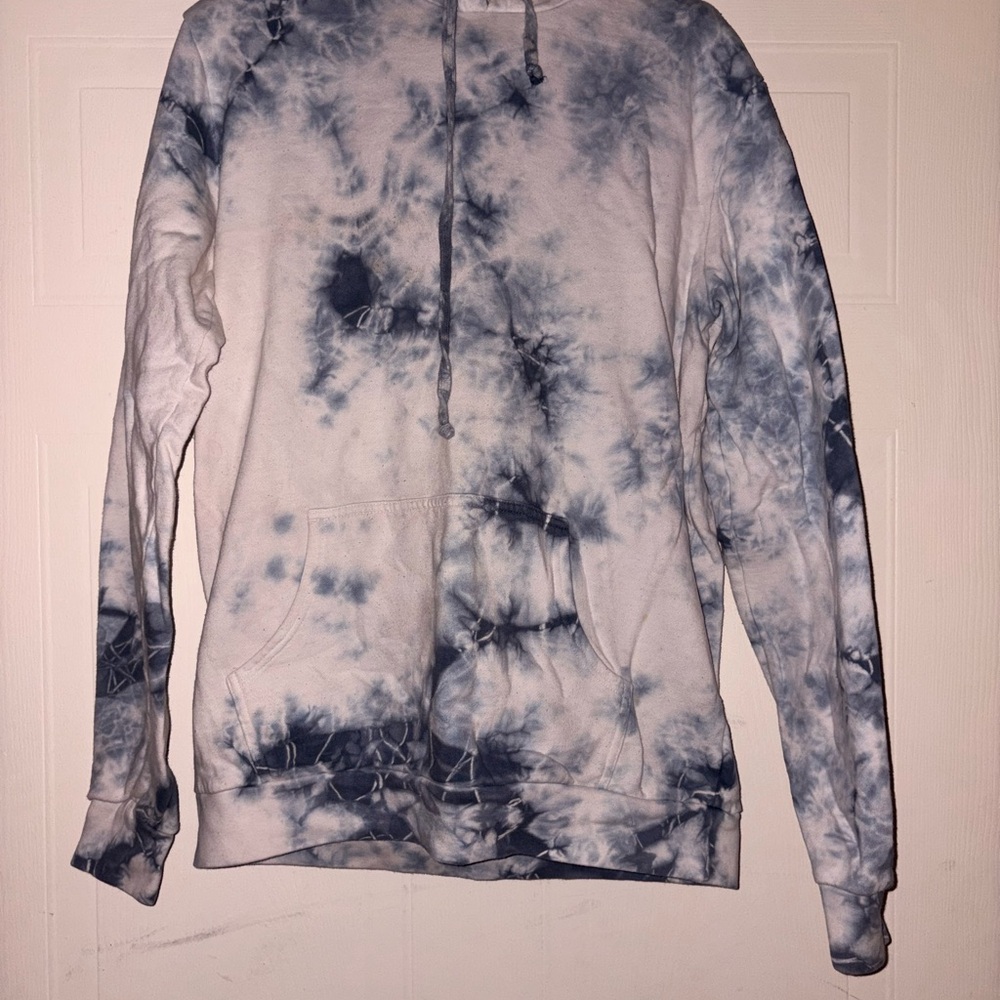 PacSun Tie-Dye Hoodie in White and Navy Blue